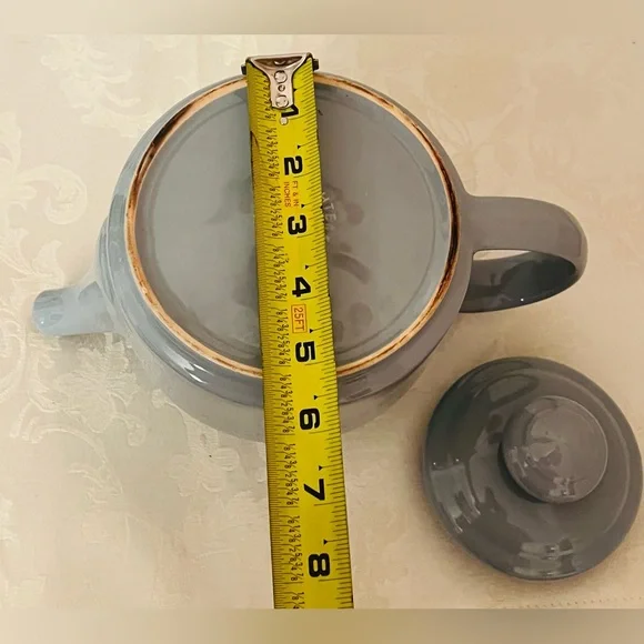 Vintage Cottagecore Waechtersbach West Germany Gray Stoneware Large Teapot - Picture 13 of 14